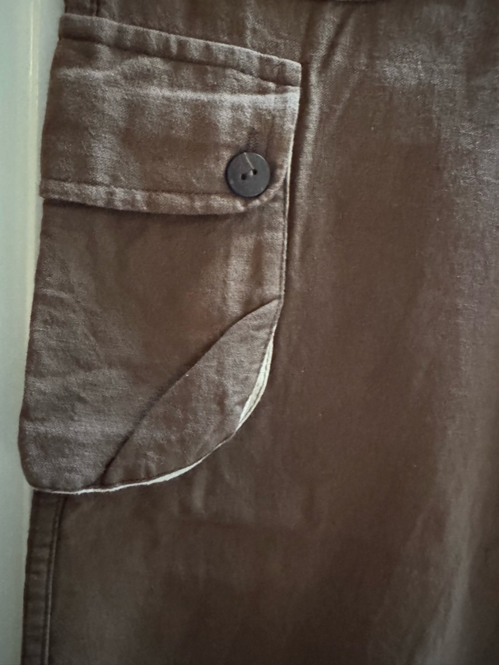 Kathmandu Imports Embroidered Sun Pocket Brown Cargo Cropped Pants Womens Medium - Picture 5 of 16